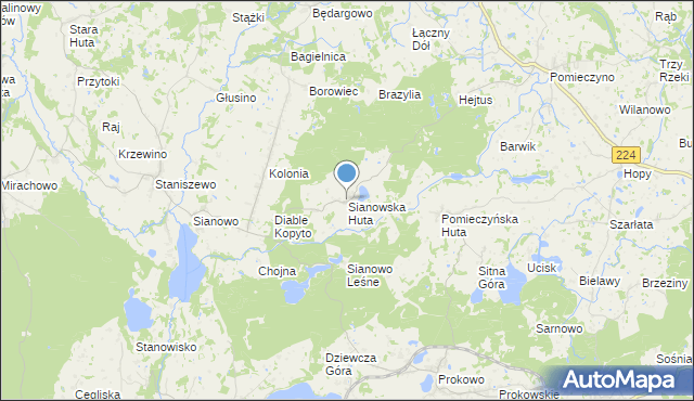 mapa Sianowska Huta, Sianowska Huta na mapie Targeo